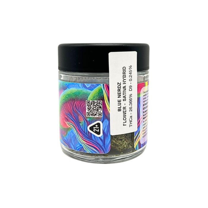 Blue Nerds 4 Gram jar Back